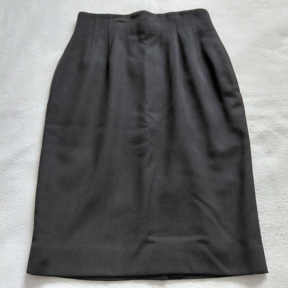 Dana Buchman Black Wool Flannel Pencil Skirt Size 10 Womens Workwear Office